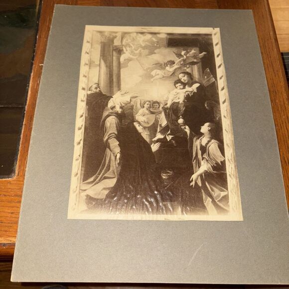 Vintage Mounted Photo: Lodovico Carracci Painting Madonna Angels Saints Bologna - Picture 1 of 4